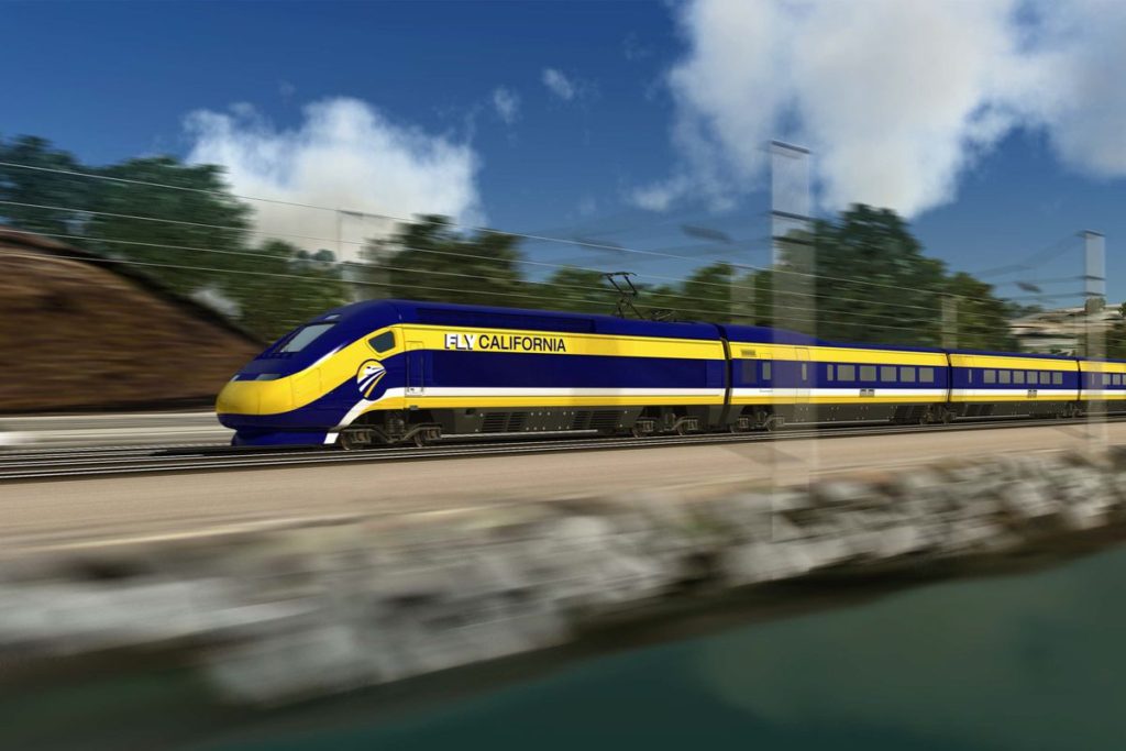 Vue d'artiste d'un train à grande vitesse californien
