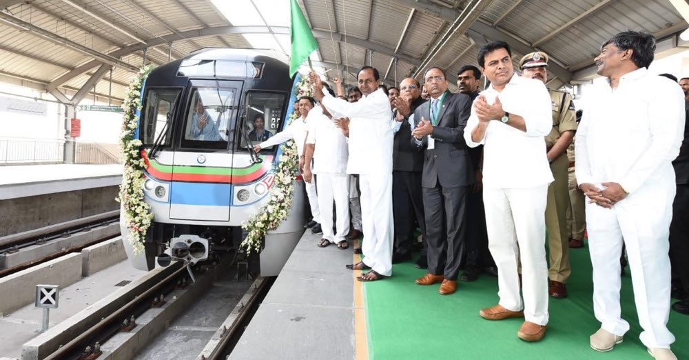Inauguration le 7/2/2020 de la troisième section du métro d'Hyderabad en Inde