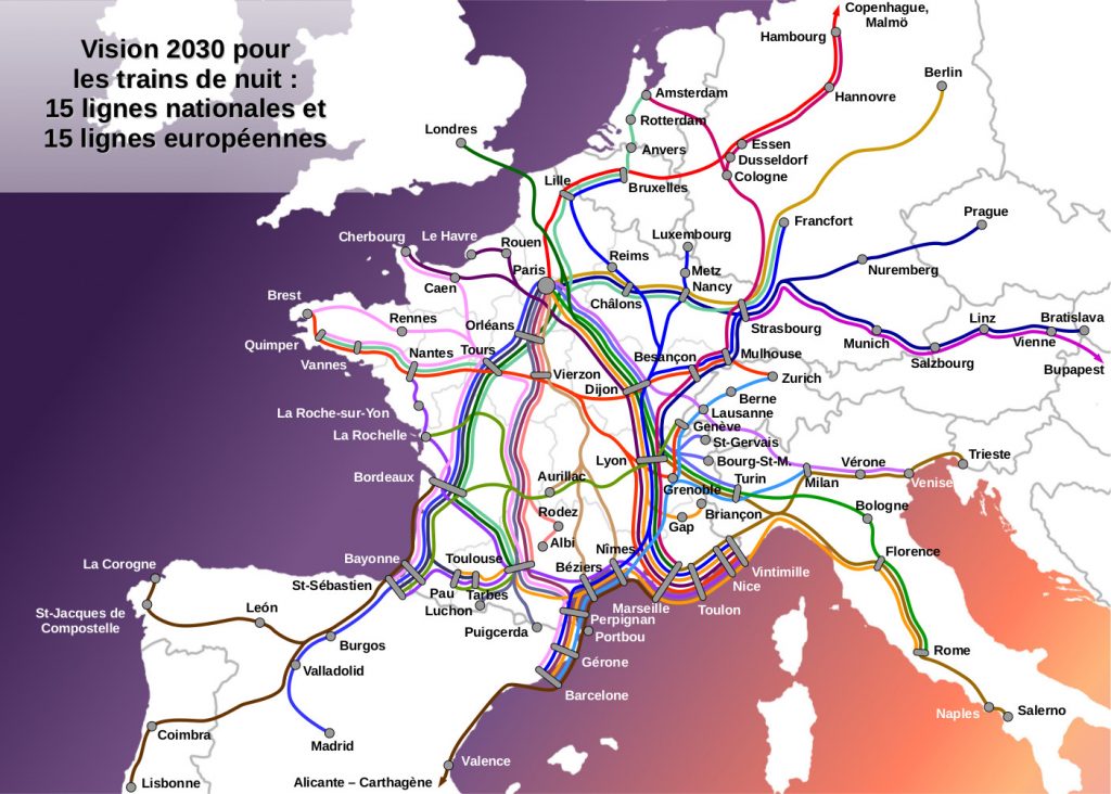 Réseau proposé par « Oui au train de nuit »