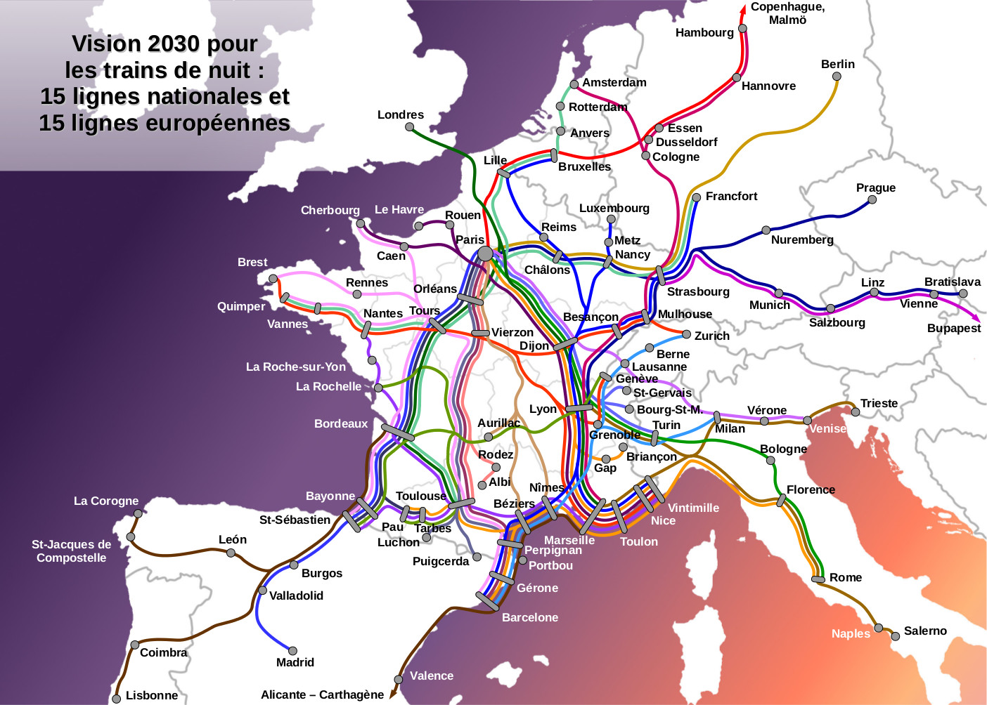 Réseau proposé par « Oui au train de nuit »