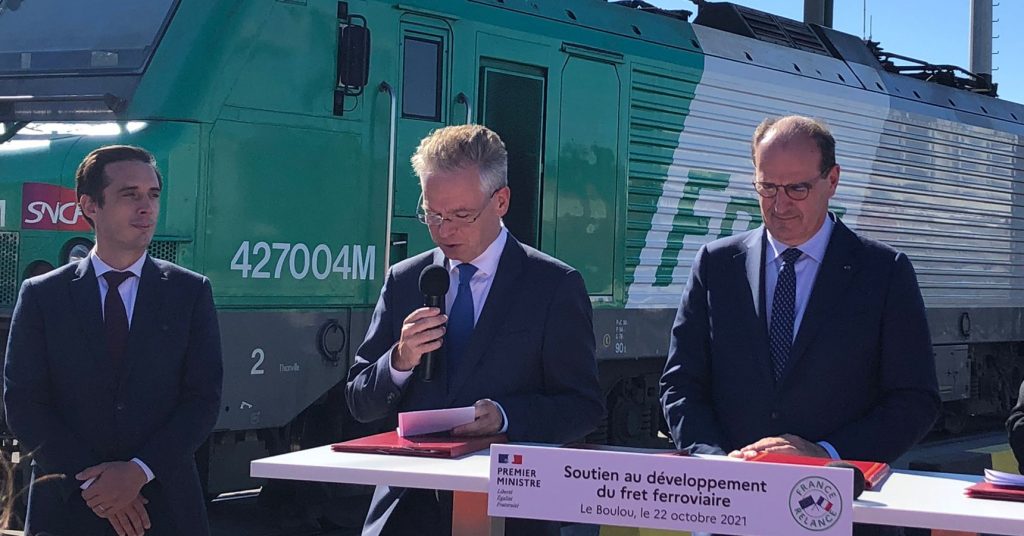 Jean Castex sur le terminal ferroviaire du Boulou le 22 octobre