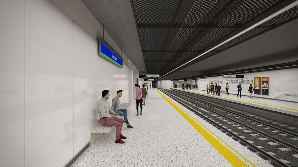 Station de métro Gare centrale à Bruxelles après travaux.