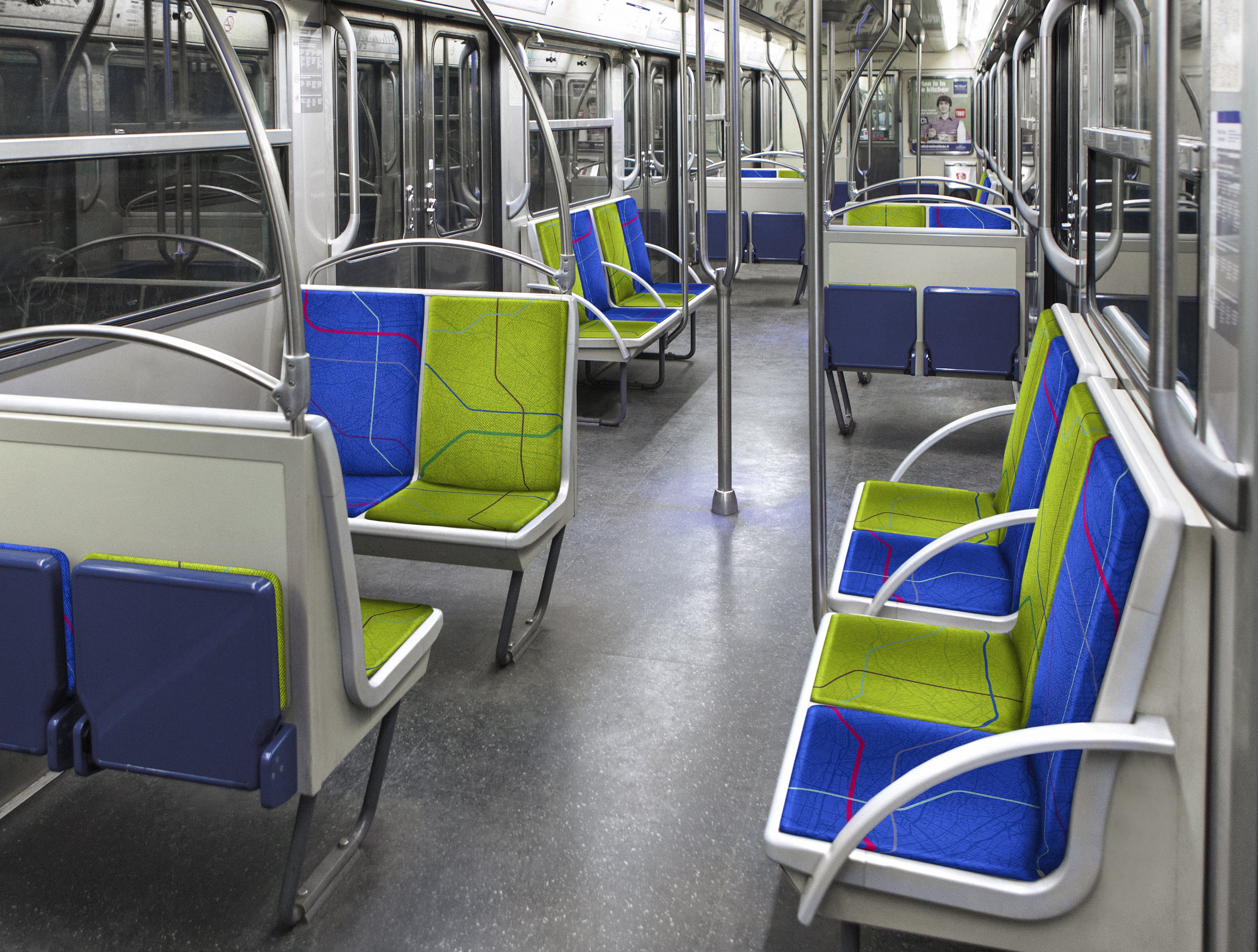 Le design retenu dans une rame de métro.