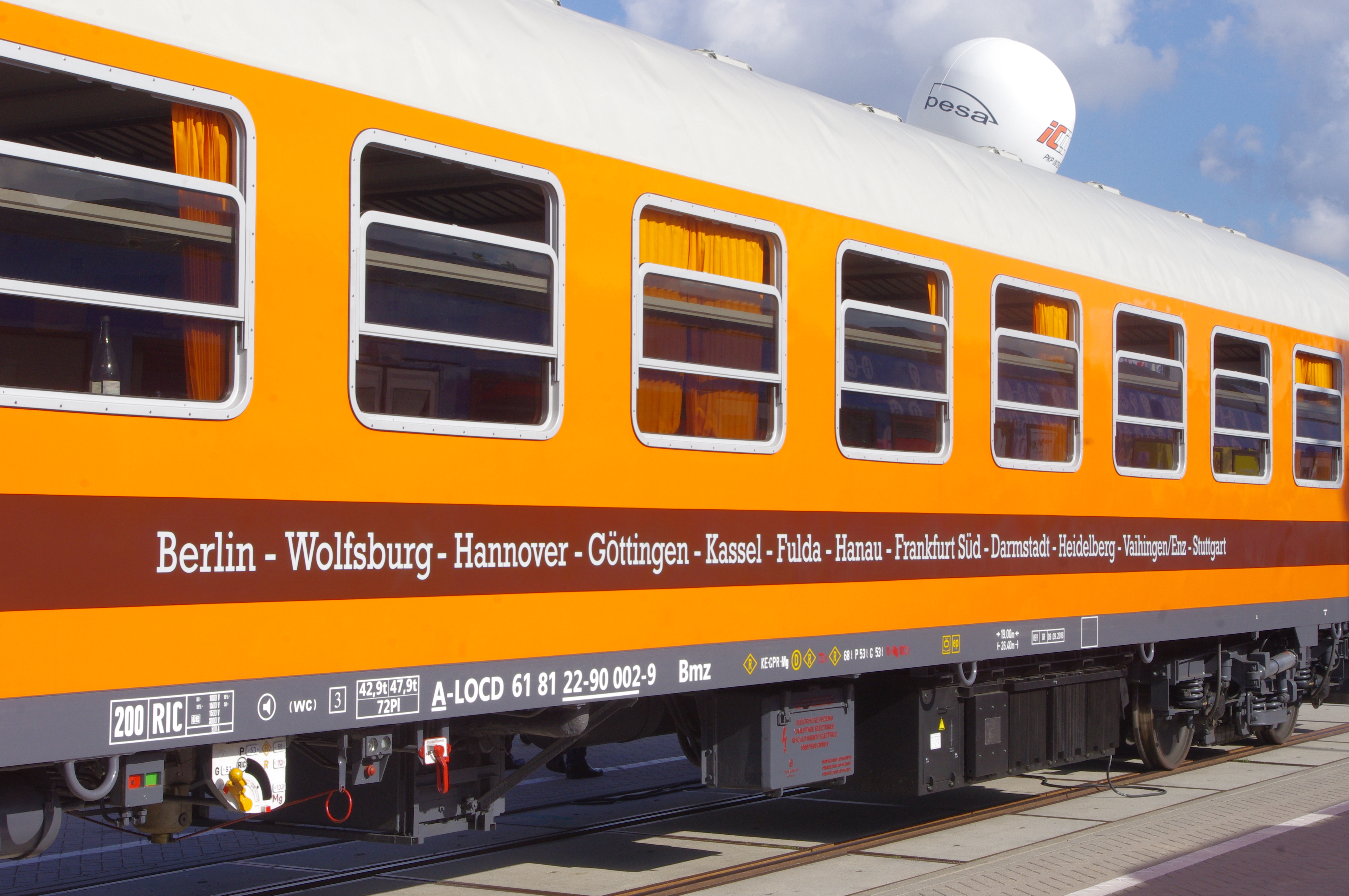 Voiture de la compagnie ferroviaire allemande Locomore présentée en septembre 2016 à Innotrans