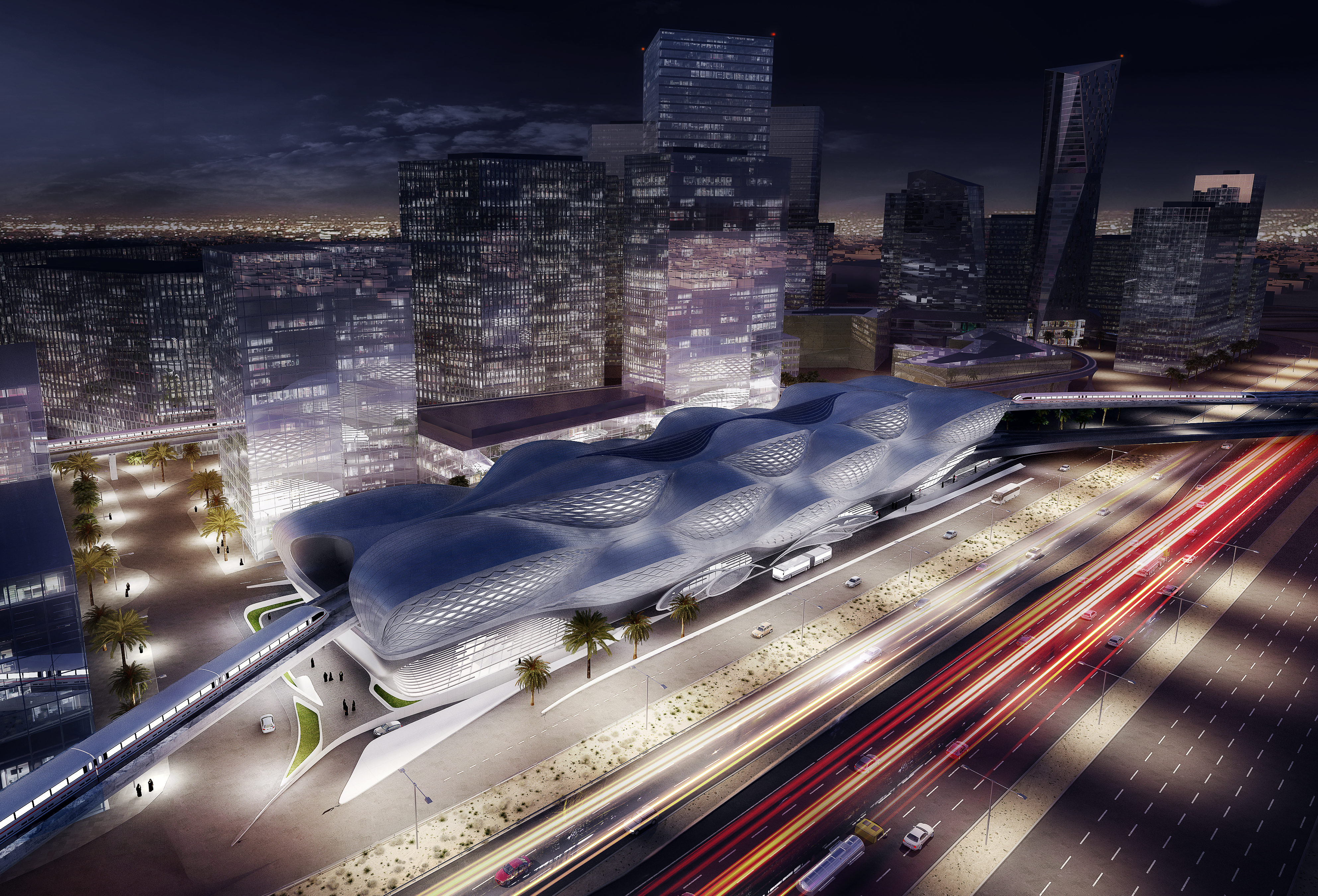King Abdullah Financial District Metro Station
Station du futur metro de Riyad
designer Zaha Hadid