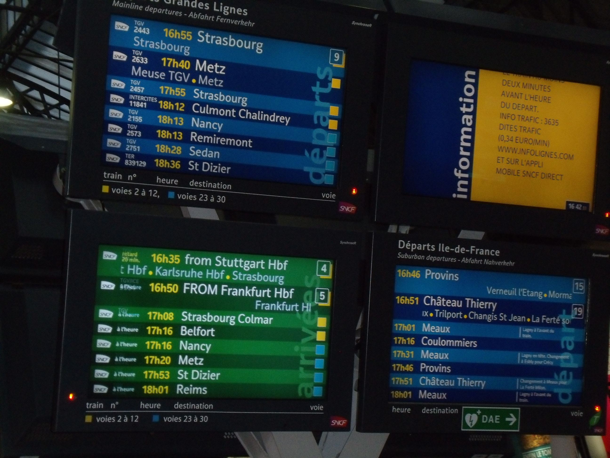 affichage horaire écran SNCF