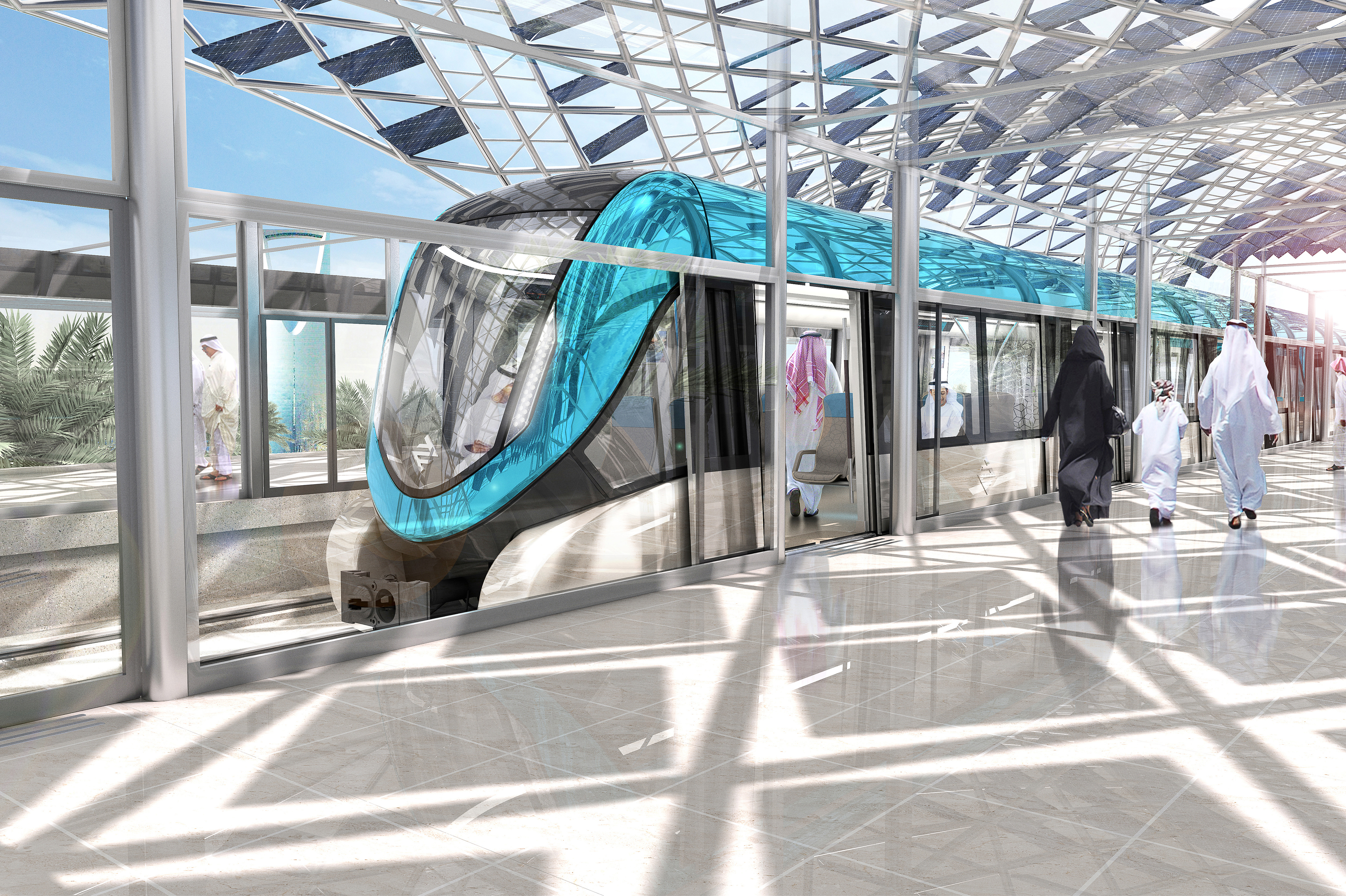 Mit sechs Linien und 175 Kilometern Streckenlänge plant Riad das größte Metro-Projekt der Welt. Siemens liefert die schlüsselfertige Gesamtanlage für zwei fahrerlose U-Bahnlinien der Hauptstadt Saudi-Arabiens. Die fünf Millionen-Stadt sucht nach nachhaltigen Lösungen für ihre Nahverkehrsprobleme. Denn Riad wächst rasant: Seit 1990 hat sich die Bevölkerungszahl auf mehr als fünf Millionen Einwohner verdoppelt. Siemens stattet Linie 1 und 2 der sechs Linien mit Inspiro-Metro-Zügen, Elektrifizierung sowie Signal- und Kommunikationstechnik für den fahrerlosen Betrieb aus.

With six lines and a total route length of 175 kilometers, Riyadh is planning the world's largest subway project. Siemens is to supply the entire turnkey system for two driverless metro lines in the capital of Saudi Arabia. The five-million city is looking for sustainable solutions for its local traffic problems. Because Riyadh is growing rapidly: since 1990, the population has doubled to more than five million inhabitants. Siemens equips Lines 1 and 2 of the six lines with Inspiro metro trains, the electrification and the signaling and communication systems for driverless operation.

Herkunft der Bilder: Avant Premier
