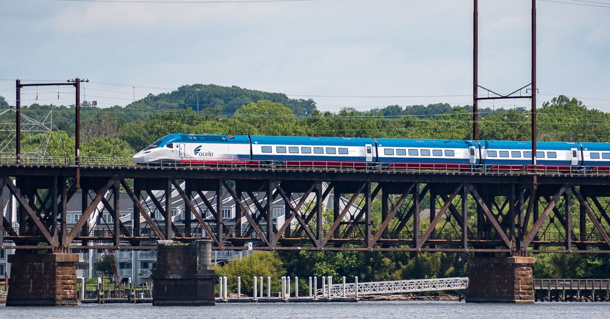 Acela II's first time across the Susquehanna River on its way from PHL-WAS. Amtrak has full image rights.
New Acela 21 in Testing