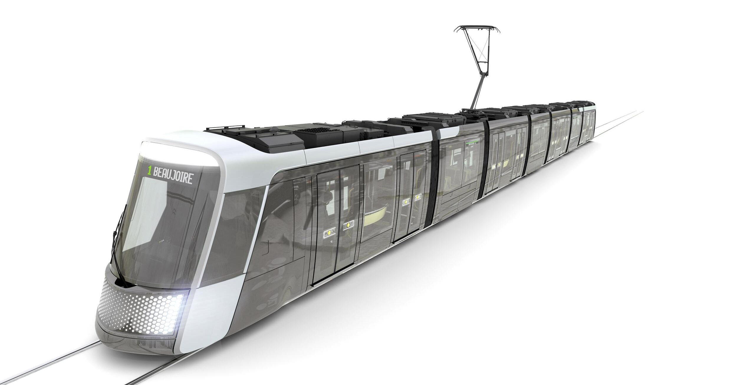 Vue extérieure du futur tram Alstom Citadis de Nantes Métropole
