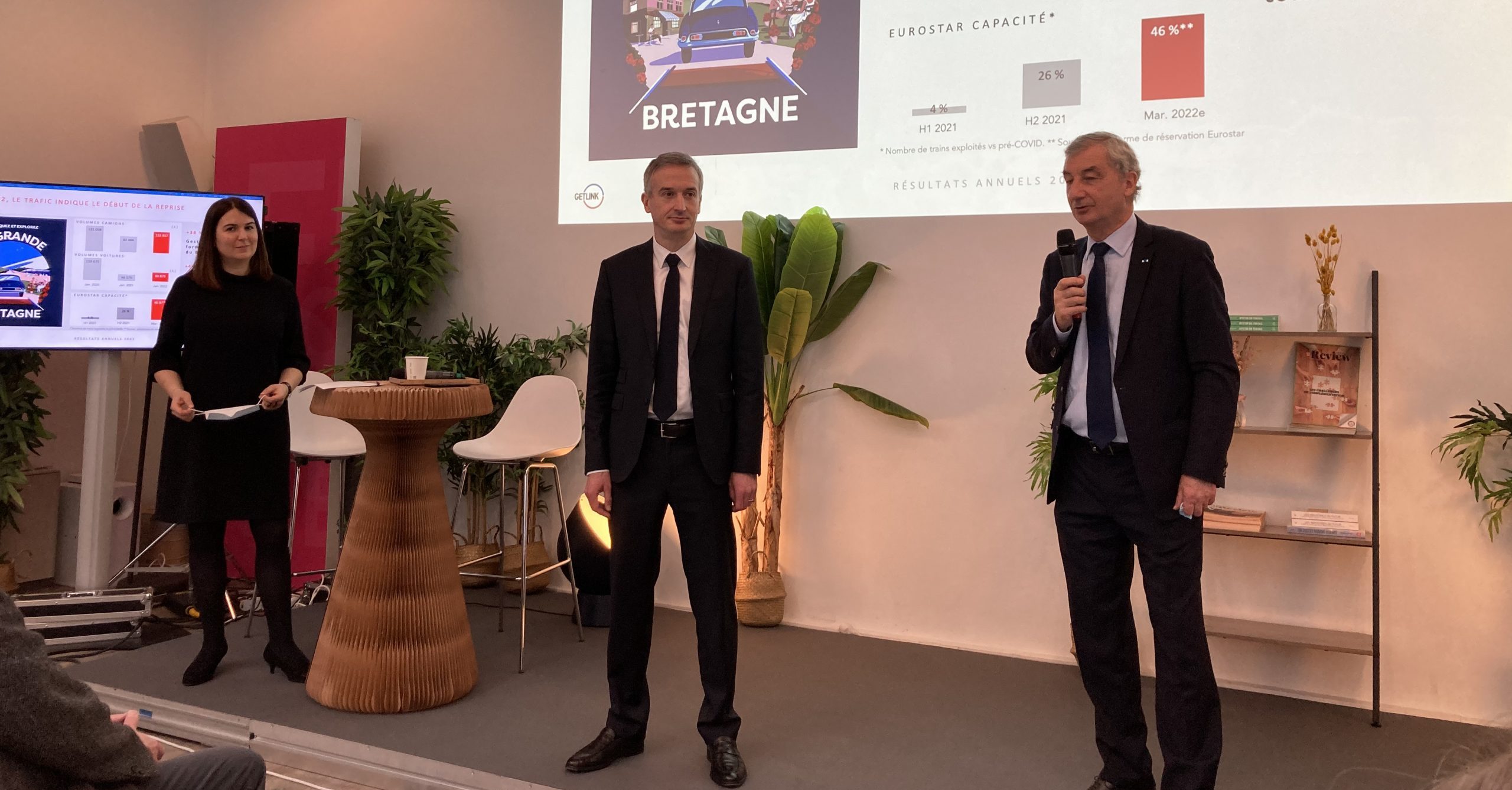 Géraldine Périchon, Yann Leriche et Jacques Gounon, Getlink