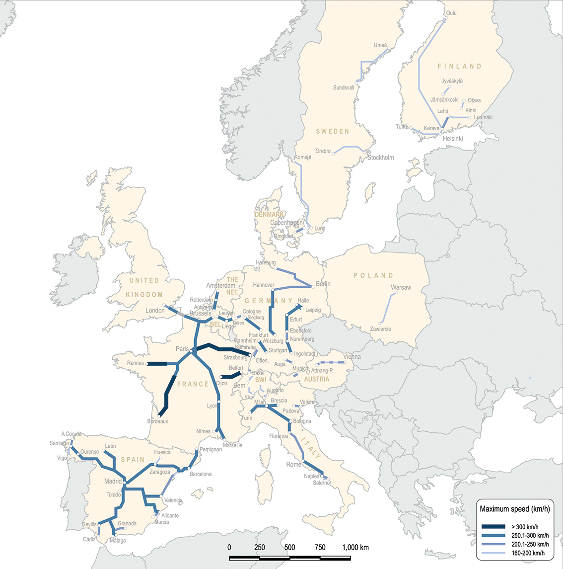 carte LGV Europe