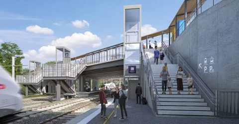 Pose de la première pierre de la future halte ferroviaire de Talence-Médoquine